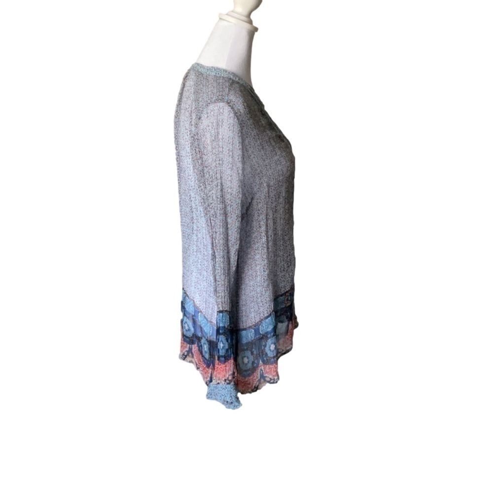Lucky Brand Medallion Print Sheer Blouse - Picture 9 of 14